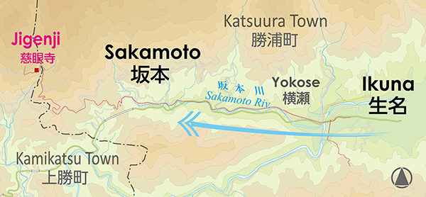 風の道に霜降らずの伝説（徳島県勝浦町）の地図