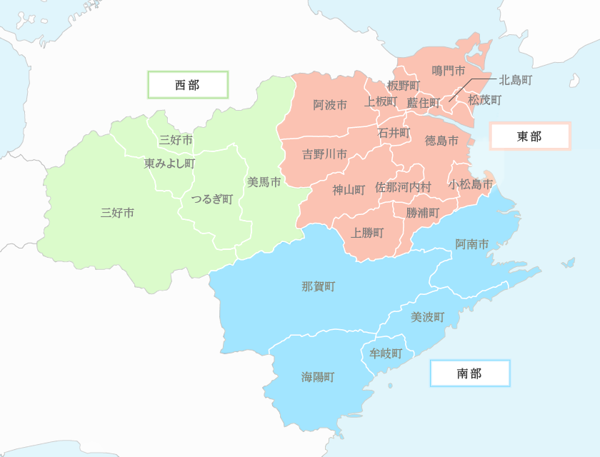 東部・南部・西部の位置関係図